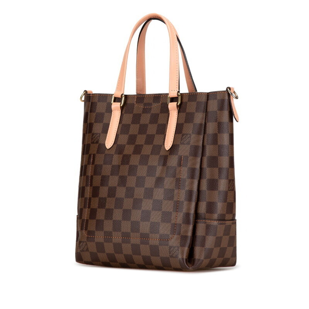Louis Vuitton Damier Belmont Tote Shoulder Bag Brown Pink Leather - Picture 2 of 9